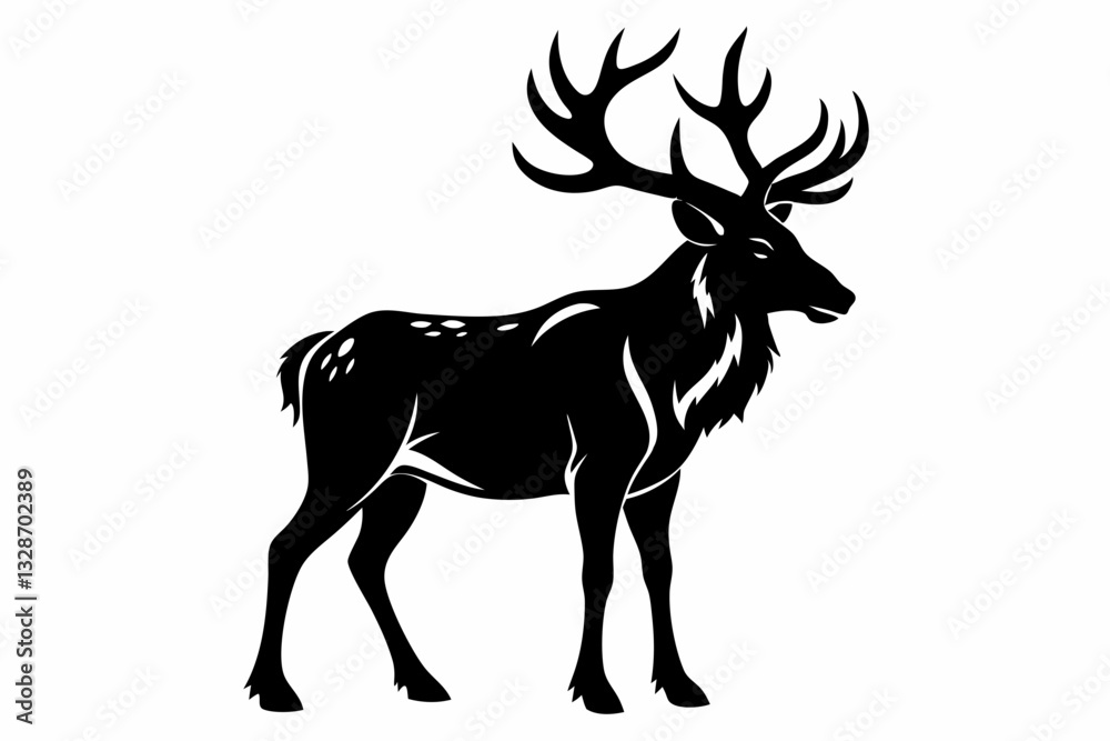 Fototapeta premium elk line art silhouette vector illustration