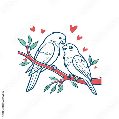  birds on branch - love and romance concept.