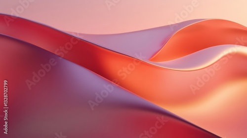Close-up of curved red and purple gradient silk fabric, abstract luxury background, smooth elegance, flow, backdrop, cloth, textile, fashion.