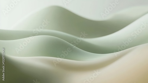 Close-up of Light Green Waves Background, Fabric Texture, Soft Concept, Elegant, Serene, Modern, Abstract, Backdrop, Pattern, Design Element