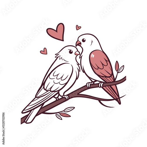  birds on branch - love and romance concept.