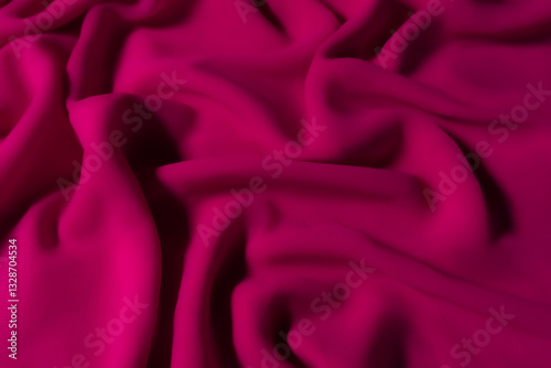 Vibrant Magenta Fabric with Soft Folds – Elegant Abstract Textile Background