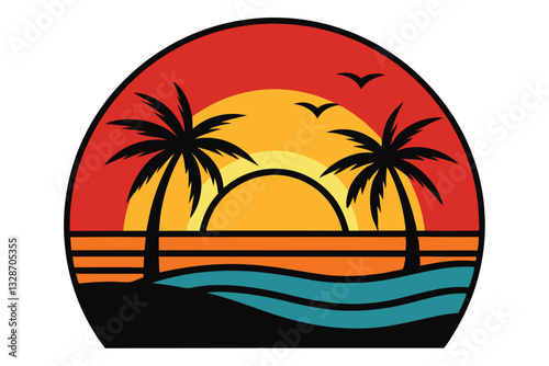 Wallpaper Mural Sunset Vector Illustration on white background Torontodigital.ca