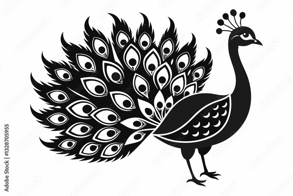 Fototapeta premium peacock line art silhouette vector illustration