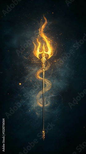 A glowing golden trident subtly blending with sacred Nag Panchami symbols. Vertical Backgrounds