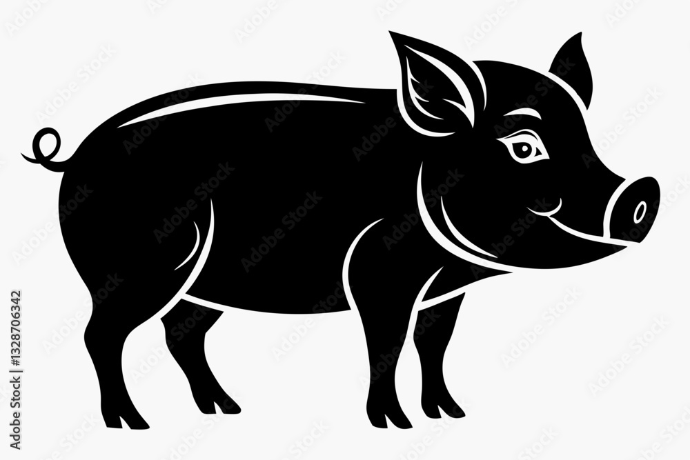 pig line art silhouette vector illustration pig line art silhouette vector illustration