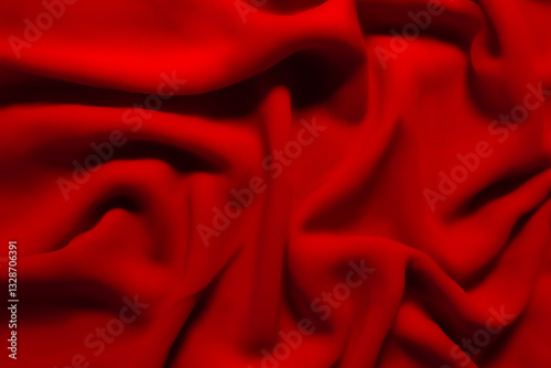 Vibrant red Fabric with Soft Folds – Elegant Abstract Textile Background