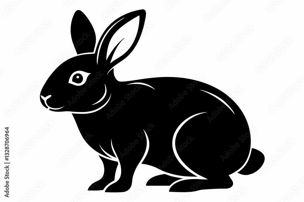 rabbit line art silhouette vector illustration
