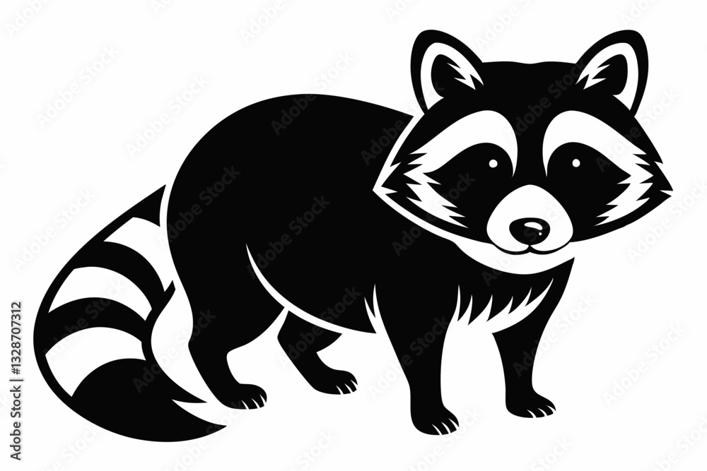 Fototapeta premium raccoon line art silhouette vector illustration