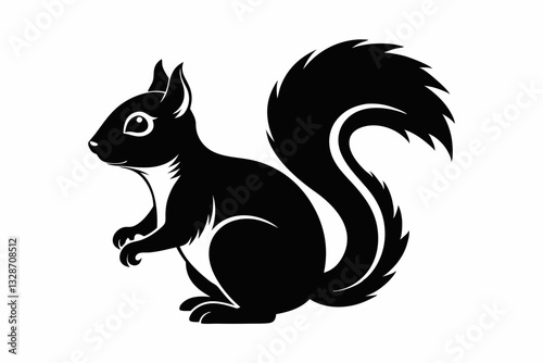 squirrel line art silhouette vector illustration