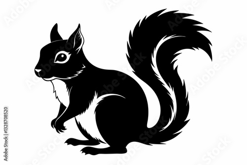 squirrel line art silhouette vector illustration