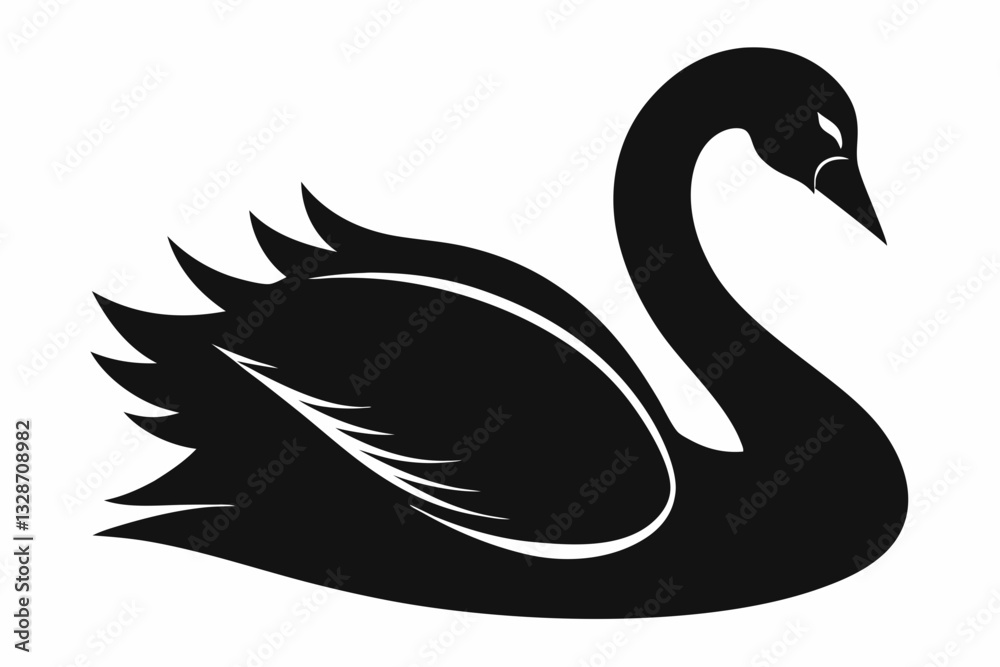 Fototapeta premium swan line art silhouette vector illustration