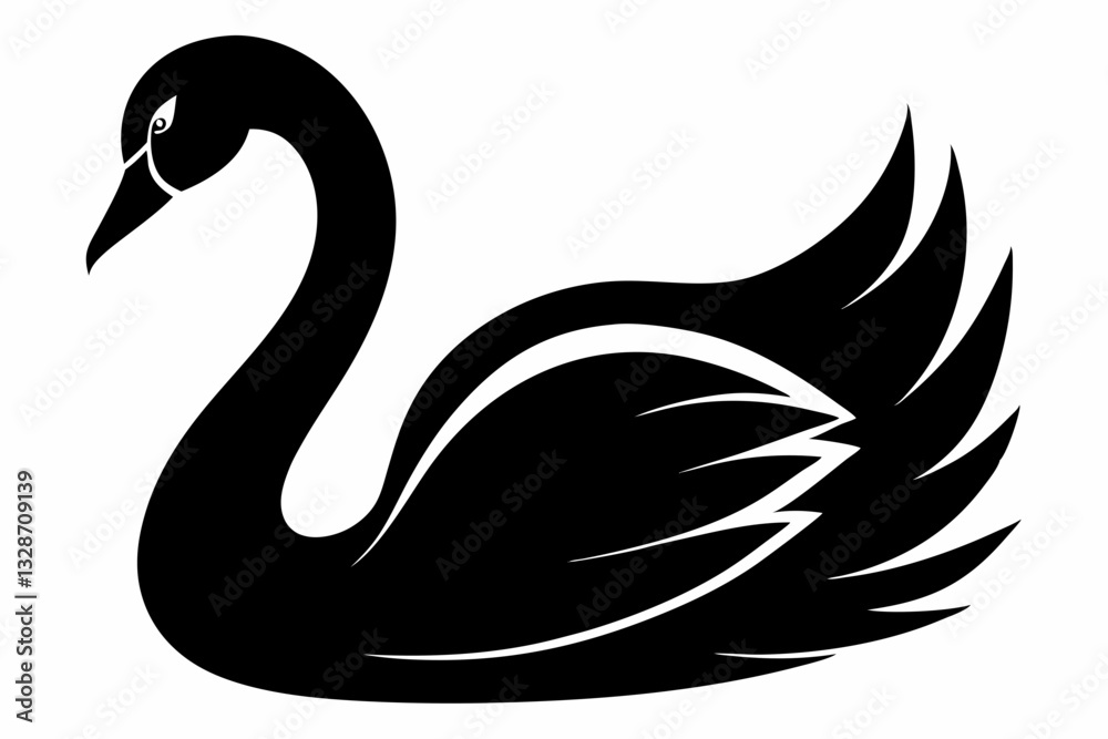 swan line art silhouette vector illustration swan line art silhouette vector illustration