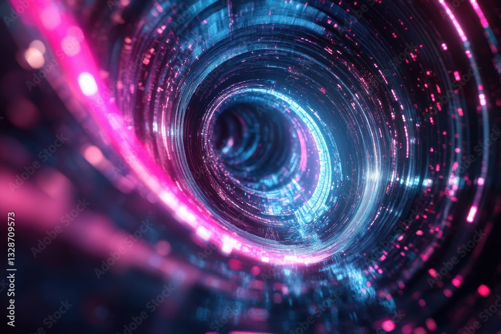 Vibrant neon tunnel with glowing lines in pink and blue, offering a surreal labyrinth perfect for modern abstract backgrounds and engaging digital design explorations Vibrant neon tunnel with glowing lines in pink and blue, offering a surreal labyrinth perfect for modern abstract backgrounds and engaging digital design explorations