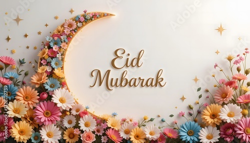 Floral Crescent Eid Mubarak