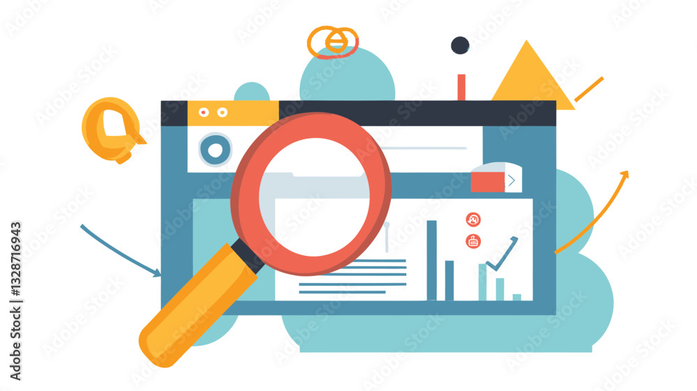 custom made wallpaper toronto digitalModern Flat Design Concept of SEO Optimization and Improving Search Results for Websites with Data Analytics and Magnifying Glass