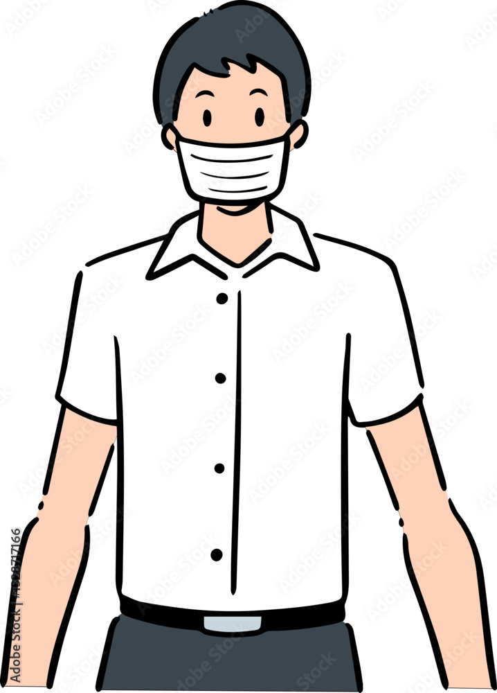 Illustration of man using medical protective mask
Illustration of man using medical protective mask