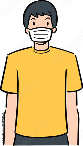 Illustration of man using medical protective mask
