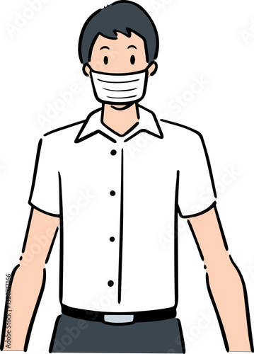 Illustration of man using medical protective mask
