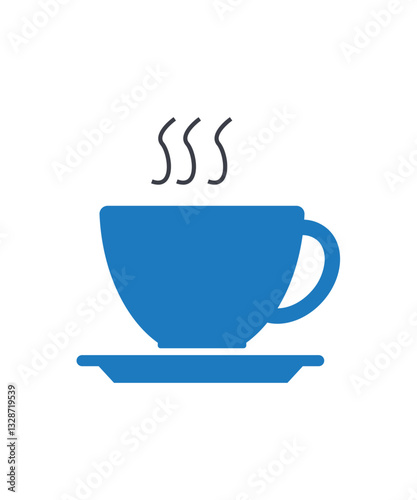 Tea cup icon filled with two tone