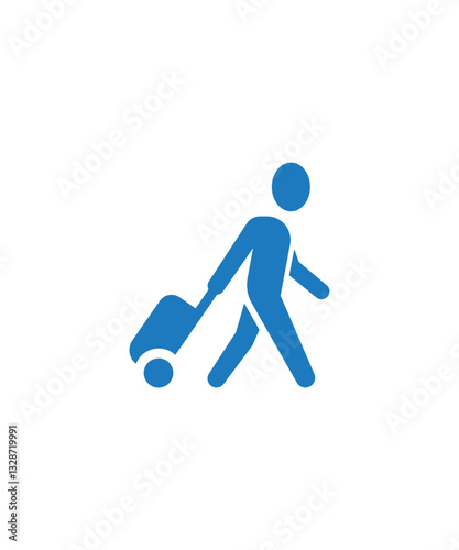 Travelling man icon filled with blue
