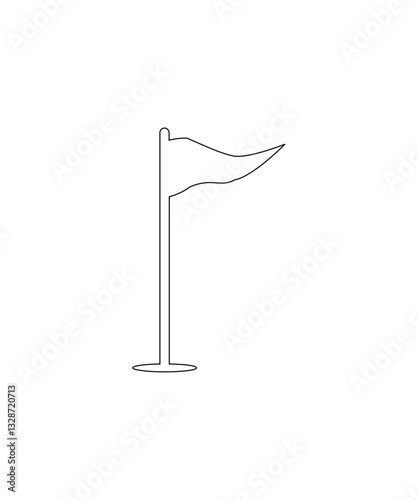 Golf flag icon with thin outline