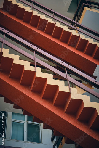 Concrete colorful stairway low angle view