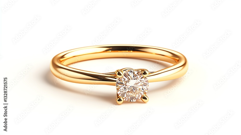 Elegant gold ring with a sparkling diamond on a white isolated background. Elegant gold ring with a sparkling diamond on a white isolated background.