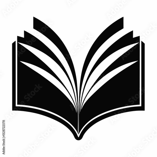 elegant book silhouette with open pages 