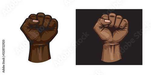 A powerful vector illustration of a raised black fist, symbolizing Black Power and the Black Lives Matter movement