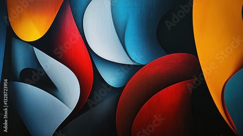 Dynamic Overlapping Curved Shapes Create Depth in Abstract Image