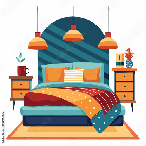 cozy bedroom with layered fabric textures 