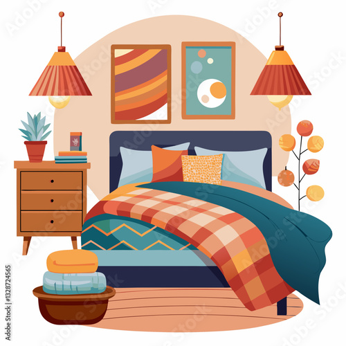 cozy bedroom with layered fabric textures 