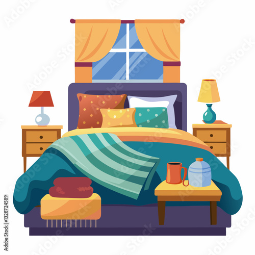 cozy bedroom with layered fabric textures 