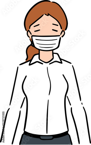Illustration of woman using medical protective mask

