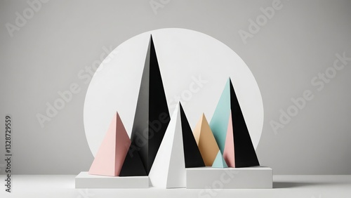 Wallpaper Mural Abstract arrangement of geometric pyramids in pastel tones Torontodigital.ca