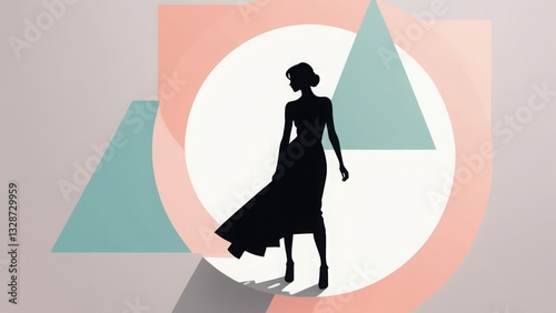 Wallpaper Mural Silhouette of a woman with geometric elements in a stylish abstract composition Torontodigital.ca