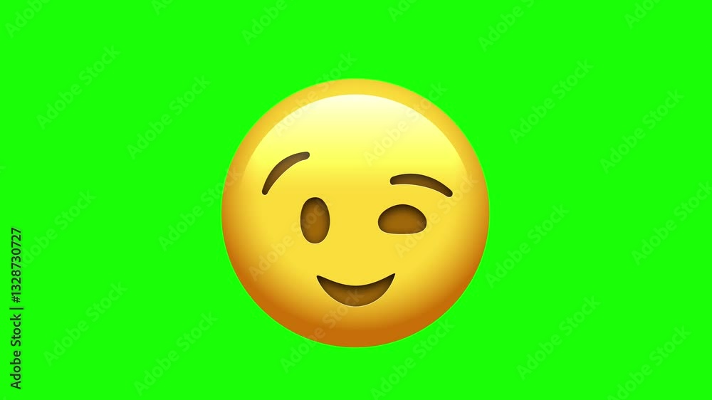 Winking Face Emoji with Green Screen Winking Face Emoji with Green Screen