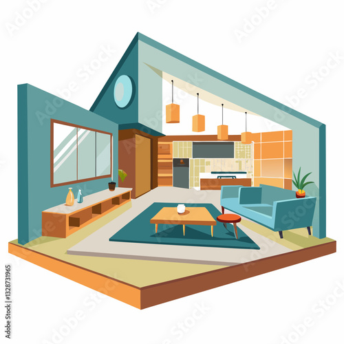 open plan interior with smooth flowing layout 