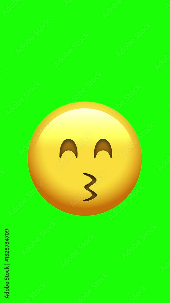 Kissing Face With Smiling Eyes Emoji with Green Screen Kissing Face With Smiling Eyes Emoji with Green Screen
