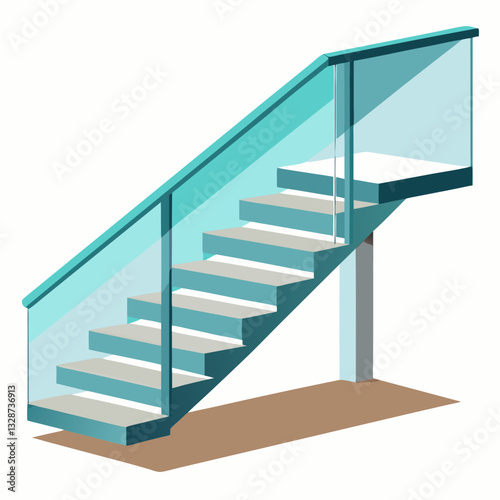 floating staircase with glass paneled railing  