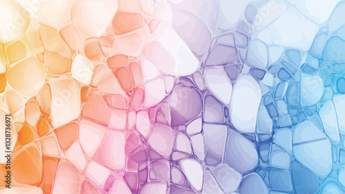 The image is an abstract representation of a cracked or fragmented surface.  The texture is composed of irregular polygonal shapes in a variety of pastel rainbow colors, including pinks, purples,