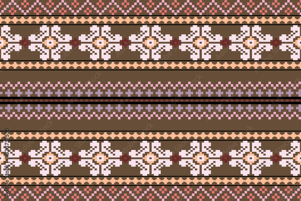 Aztec geometric art ornament.Embroidery ethnic oriental pixel art pattern.Ethnic geometric fabric pattern Cross Stitch.Abstract,vector,illustration,Texture,frame,decoration,motifs,silk wallpaper