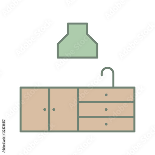  Kitchen cabinets flat design.