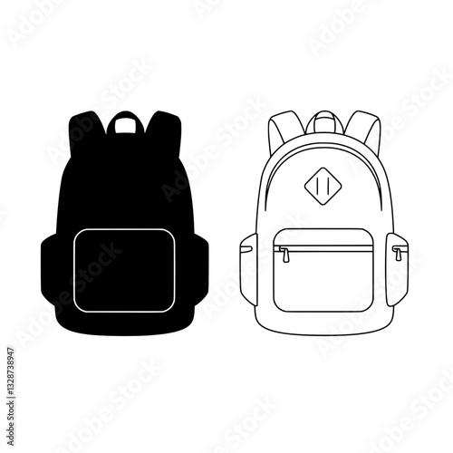 Black and White Backpacks: A sleek pair of backpacks, one rendered in bold black and the other in clean white, offer a versatile design perfect for any adventure.