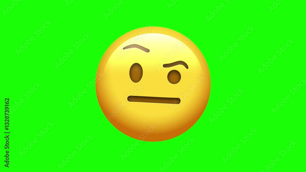 Face With Raised Eyebrow Emoji with Green Screen Face With Raised Eyebrow Emoji with Green Screen