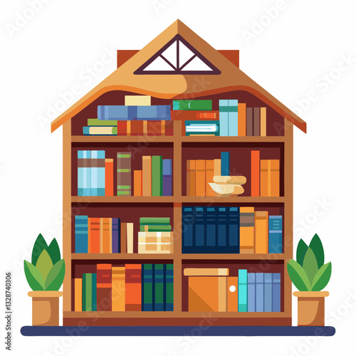 home library with towering wooden bookshelves 