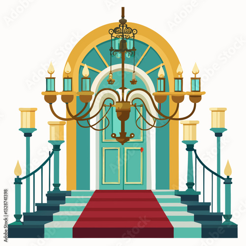 elegant chandelier illuminating a grand entryway 
