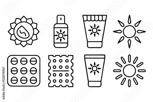 sunscreen and uv protection concept editable strok