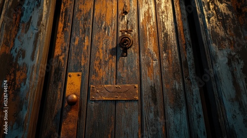 Wallpaper Mural An old wooden door with hardware and distressed paint Torontodigital.ca